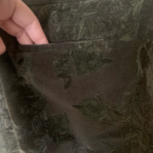 J Jill Moss Green Floral Corduroy Trousers - Picture 3 of 7